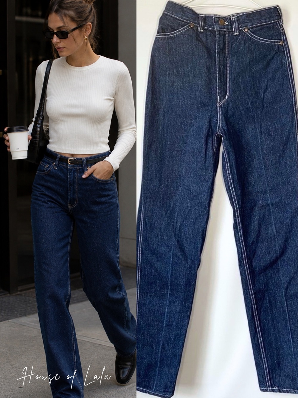 Vintage High Waisted Dark Wash Straight Leg Jeans | 90s Denim | Classic Minimal
